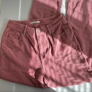 PacSun hibiscus pink corduroy mom pants